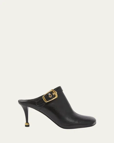 Chloé Andrea Calfskin Buckle Mule Pumps In Black