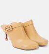 Chloé Andrea Calfskin Buckle Mule Pumps In Brown