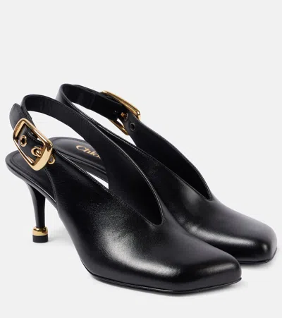 Chloé Andrea 70 Slingback Leather Pumps In Black