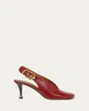 Chloé Womens Chloe Andrea Slingback Leather Heeled Pumps In Red Flame