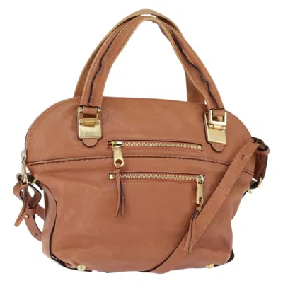 Pre-owned Chloé Chloe Angie Tote Leather Brown Leather Tote Bag Bag ()