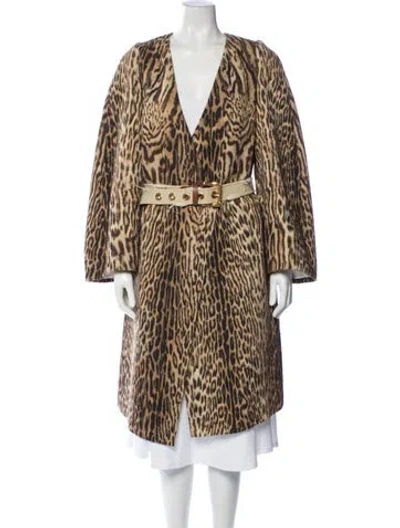 Pre-owned Chloé Animal Print Coat In Brown