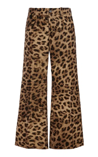 Chloé Leopard Print Crop Pants In Multicolor