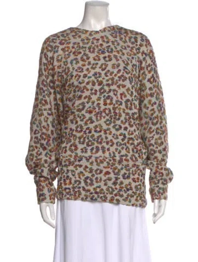 Pre-owned Chloé Animal Print Crew Neck Top In Brown
