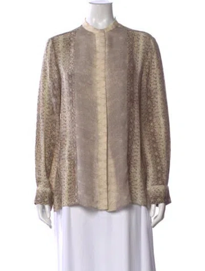 Pre-owned Chloé Animal Print Long Sleeve Blouse In Neutral