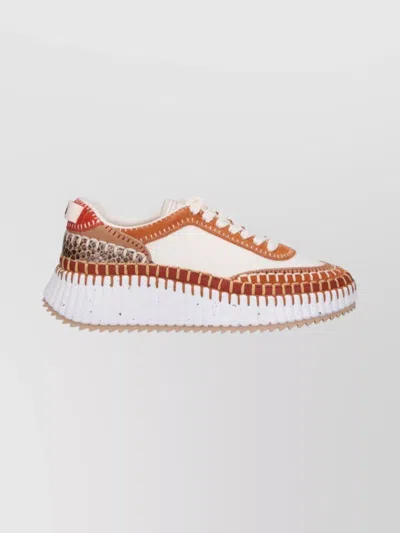 Chloé Animal Print Low Top Sneakers With Texture In Multi