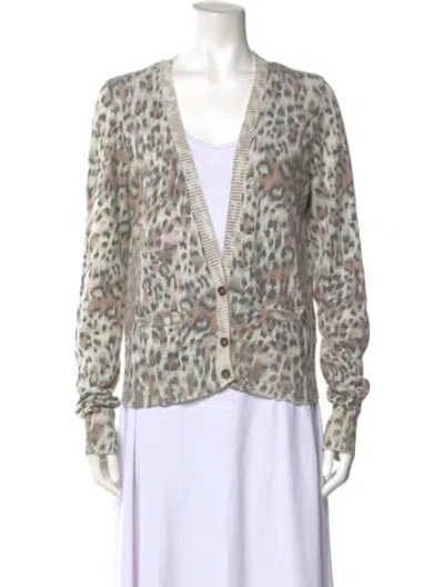 Pre-owned Chloé Animal Print V-neck Sweater In Neutral