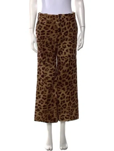 Pre-owned Chloé Animal Print Wide Leg Pants In Brown
