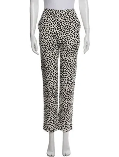 Pre-owned Chloé Animal Print Wide Leg Pants In White