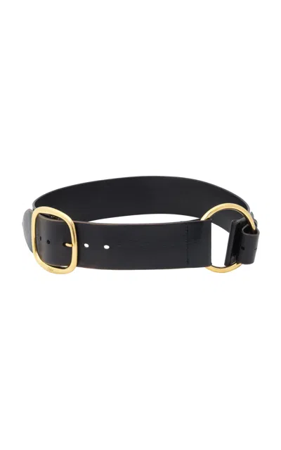 Chloé Anita Asymmetrical Buckle Leather Belt In Black