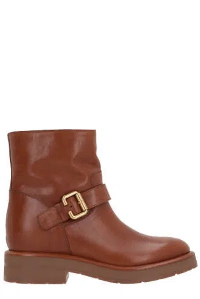 Chloé Coddington Leather Ankle Boots In Brown