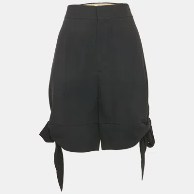 Pre-owned Chloé Anthracite Blue Crepe Bow Tie Detail Shorts M