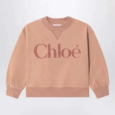 CHLOÉ ANTIQUE PINK SWEATSHIRT WITH LOGO