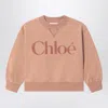 Chloé Antique Pink Sweatshirt With Logo In Gold