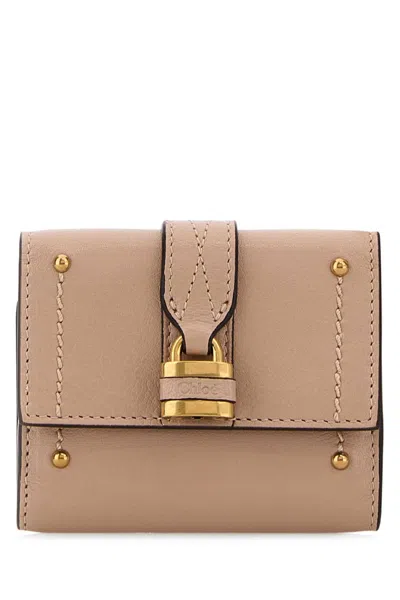 Chloé Antiqued Pink Leather Mini Paddington Wallet In Brown