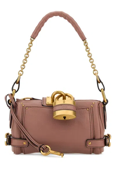 Chloé Antiqued Pink Leather Small Paddington Shoulder Bag In Black