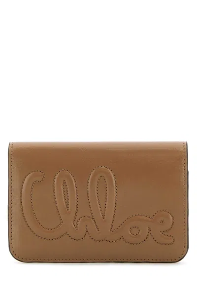 Chloé Chloe Antiqued Pink Leather Wallet In Animal Print