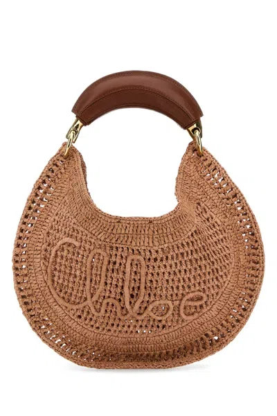 Chloé Summer Banana Top-handle Bag In Crochet Fabric In Summery Beige