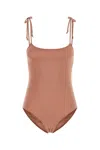 Chloé Stretch Nylon Swimsuit Featuring Adjustable Straps In Brown