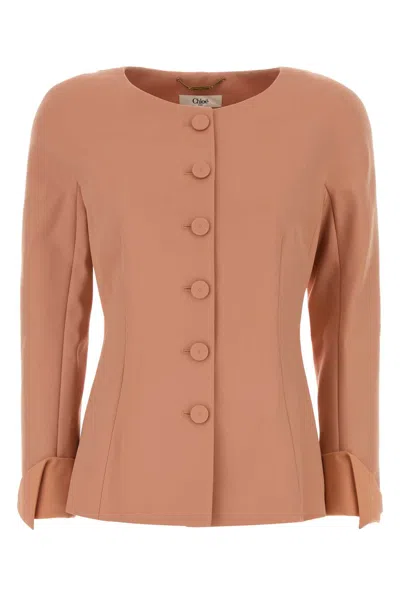 Chloé Antiqued Pink Wool Blazer In Brown