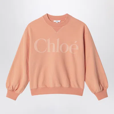 Chloé Apricot Sweatshirt With Logo Print In Pink