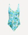 Chloé White And Blue Aqua Flower-print Lycra One-piece Swimsuit In Blue