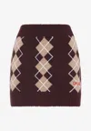 Chloé Ribbed Waistband Argyle Pattern Skirt In Brown