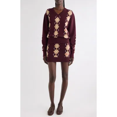 CHLOÉ CHLOÉ ARGYLE WOOL & CASHMERE V-NECK SWEATER