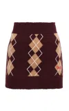 Chloé Argyle Wool-cashmere Mini Skirt In Burgundy