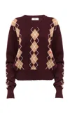 Chloé Argyle Wool-cashmere Sweater In Burgundy