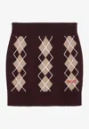 Chloé Bordeaux Diamond-pattern Wool Miniskirt Women In Brown