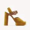 Chloé Aria Platform Sandal Gold Size 7 100% Polyester, Calf-skin Leather