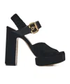 Chloé Paddington Leather-trimmed Velvet Platform Sandals In Black
