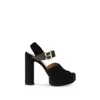 Chloé Paddington Leather-trimmed Velvet Platform Sandals In Black