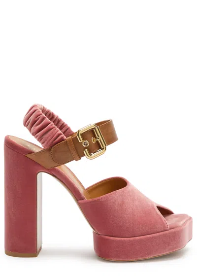 CHLOÉ CHLOE ARIA SUEDE PLATFORM SANDALS
