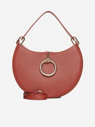 Chloé Arlene Embellished Textured-leather Shoulder Bag In Sepia Brown