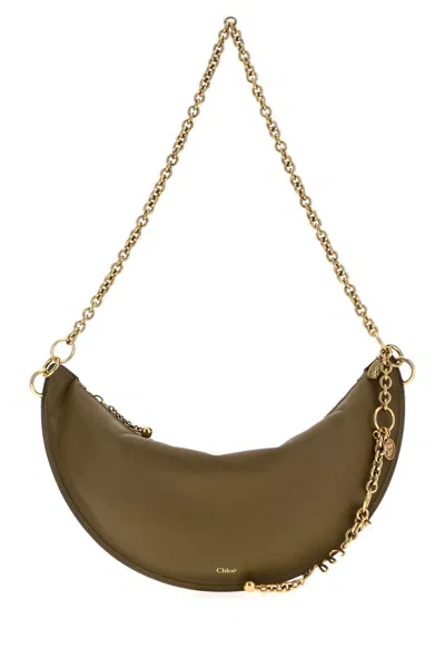 CHLOÉ CHLOÉ ARMY GREEN NAPPA LEATHER CHLOE ICONS SHOULDER BAG