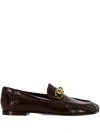 Chloé Asymmetric Metallic-miles Loafers In Brown
