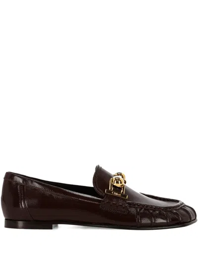 CHLOÉ ASYMMETRIC METALLIC-MILES LOAFERS