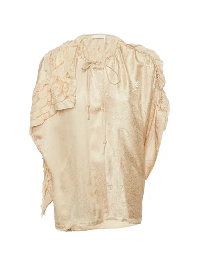 Pre-owned Chloé Asymmetric Paisley Blouse In Neutral