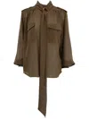 Chloé Silk Long-sleeved Shirt In 褐色