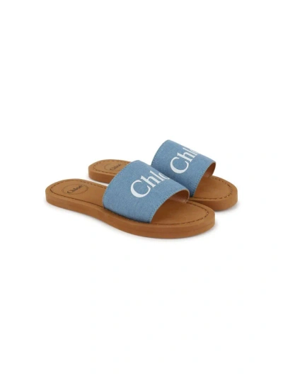 Chloé Aua Slides In Blue