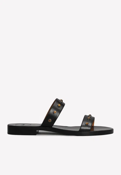 Chloé Aurna Flat Mules In Leather In Black