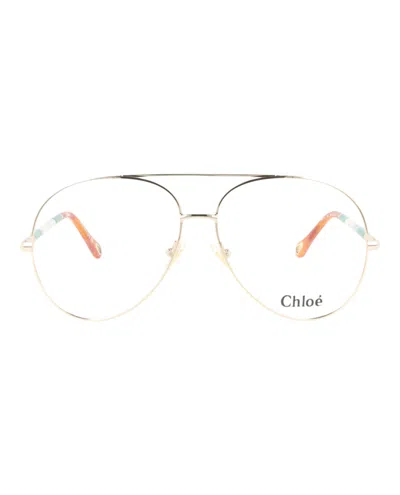 Chloé Aviator-frame Metal Optical Frames In Gold