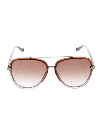 Pre-owned Chloé Aviator Gradient Sunglasses In Brown