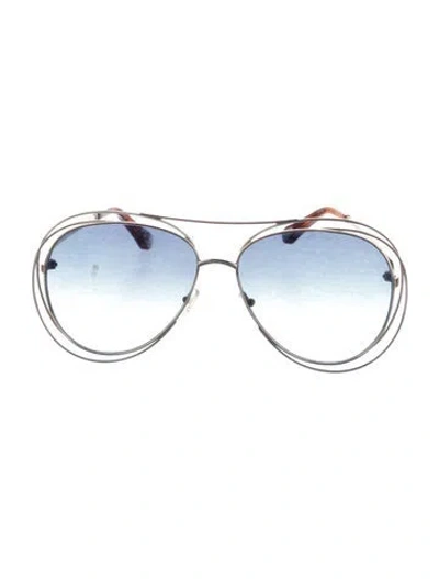 Pre-owned Chloé Aviator Gradient Sunglasses In Clear/gold