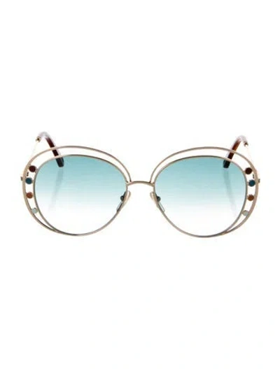 Pre-owned Chloé Aviator Gradient Sunglasses In Gold