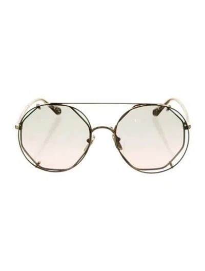 Pre-owned Chloé Aviator Gradient Sunglasses In Gold