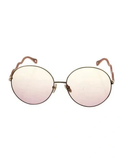 Pre-owned Chloé Aviator Gradient Sunglasses In Gold