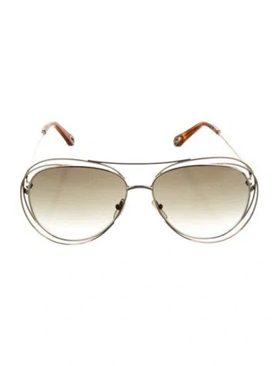 Pre-owned Chloé Aviator Gradient Sunglasses In Gold